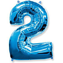 Фольгированный шар "Цифра 2", голубой, 91 см