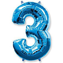 Фольгированный шар "Цифра 3", голубой, 91 см