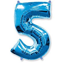 Фольгированный шар "Цифра 5", голубой, 91 см
