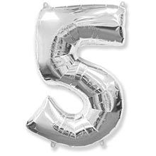 Фольгированный шар "Цифра 5", серебро, 91 см