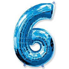 Фольгированный шар "Цифра 6", голубой, 91 см