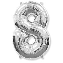 Фольгированный шар "Цифра 8", серебро, 91 см