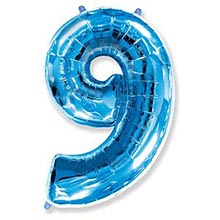 Фольгированный шар "Цифра 9", голубой, 91 см