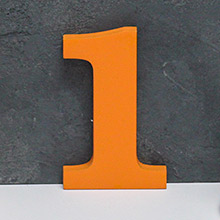 Деревянная цифра для декора стола "1"(оранжевый)(12,5 см)