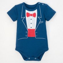 Праздничный боди для малыша на первый годик "Джентльмен", рост 86-92 см, (р-р 28), синий