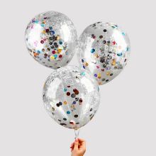 Набор вздушных шаров с конфетти "С днем рождения", 5 шт (30 см)