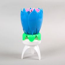 Музыкальная свеча-цветок "Исполнение желания", крутящаяся, синяя, 14,5×6 см